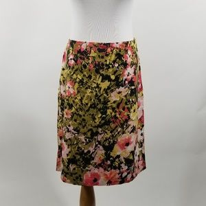 J Jill Black Straight Skirt Pink Floral Stretch 12